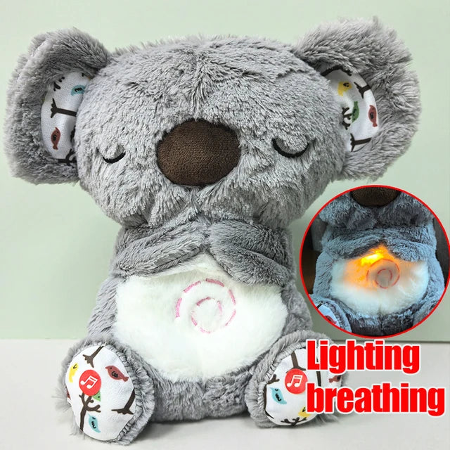 Baby Breathing Bear Baby Soothing Otter Plush Doll Toy Baby Kids Soothing Music Sleeping Companion Sound and Light Doll Toy Gift